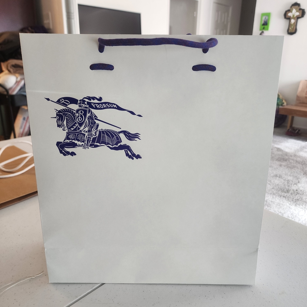 Burberry White Gift Bag with Blue Logo